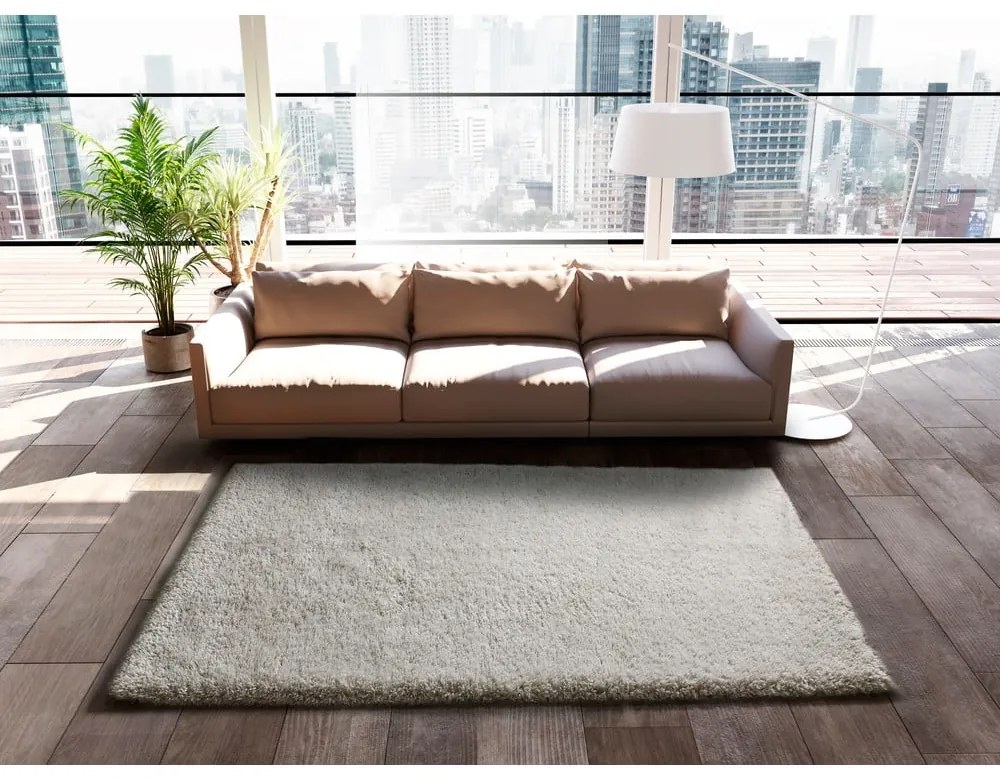 Tappeto beige in fibre riciclate 60x110 cm Shaggy Reciclada – Universal