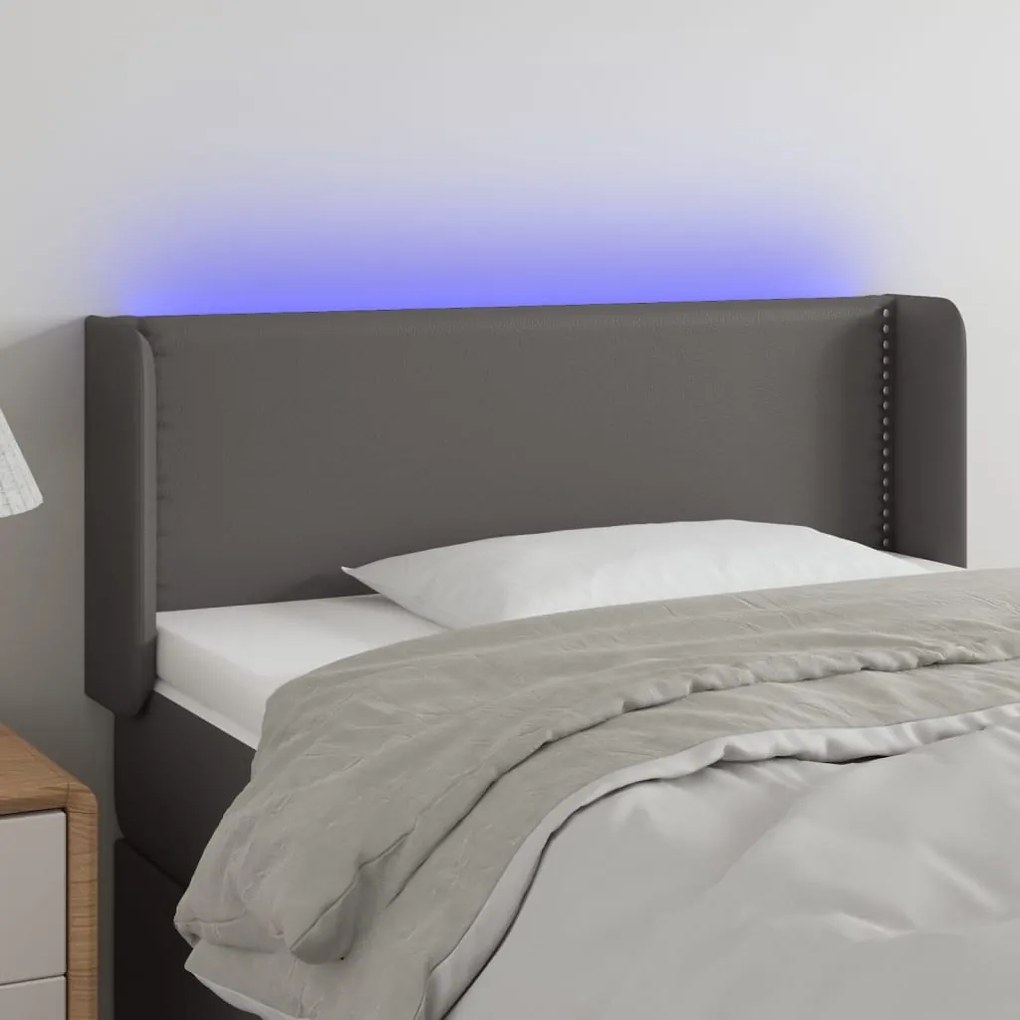 Testiera A Led Grigio 93x16x78/88 Cm İn Similpelle /