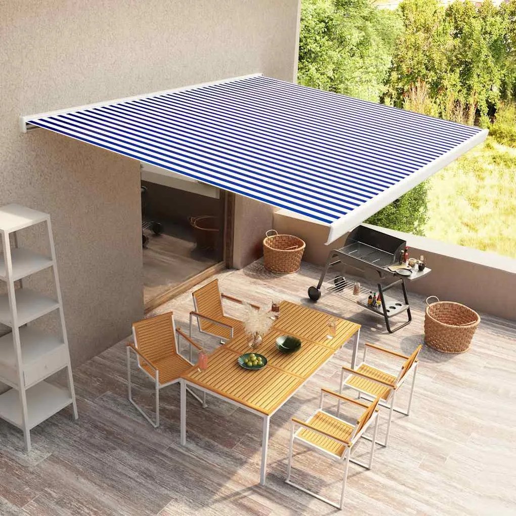 Tenda A Cassonetto Motorizzata 400x300 Cm Blu E Bianco /