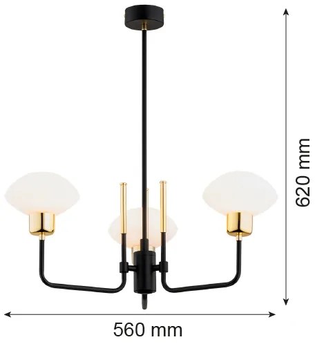 Argon 6166 - Lampadario a barra RAVELLO 3xE14/15W/230V nero/oro