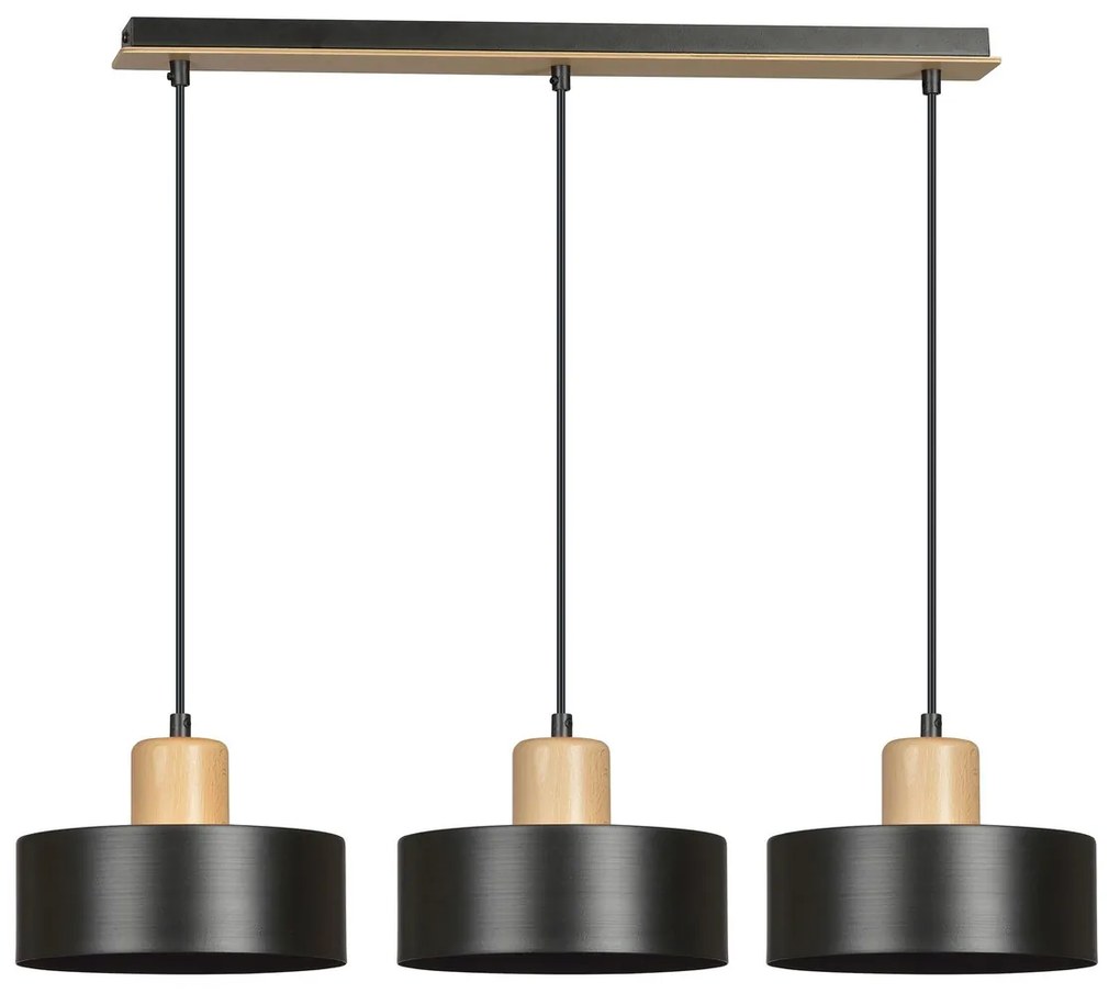 Lampadario a Sospensione in Acciaio e Legno TORIN 3 3xE27