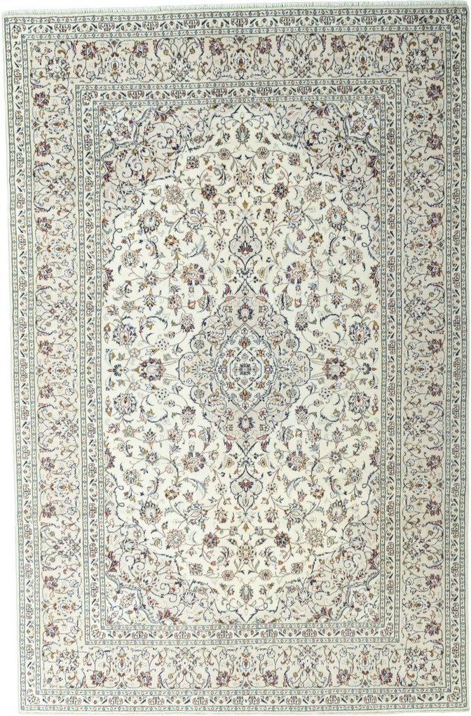Kashan Tappeto 200x310 Beige (Iran) Annodato A Mano