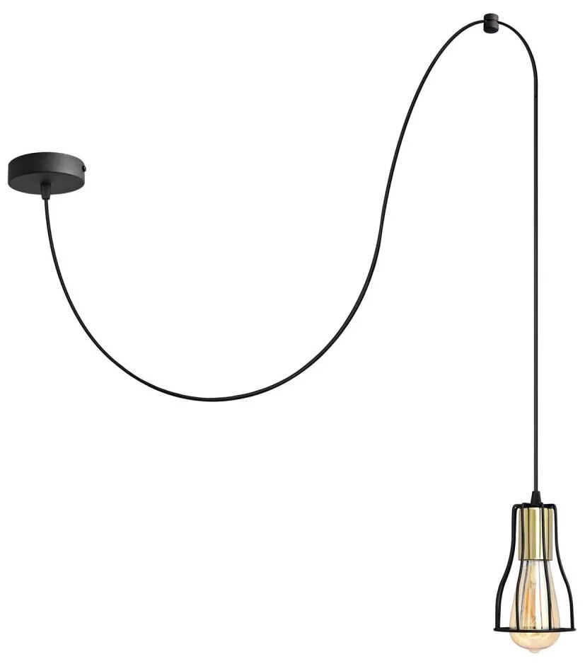 Lampadario a sospensione con filo TUBE LONG 1xE27/15W/230V nero/oro