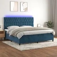 Letto a Molle con Materasso e LED Blu Scuro 200x200 cm 3136327