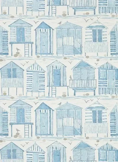 Strandhäuser Tapete Beach Huts von Sanderson - Marine