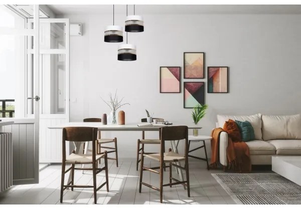 Lampadario a sospensione con filo CORAL 3xE27/60W/230V bianco e nero