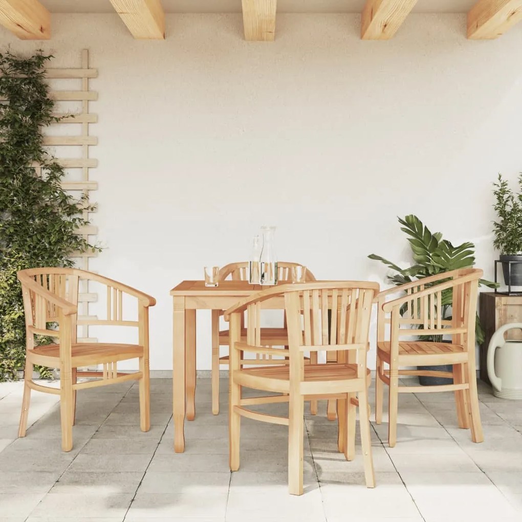 Set Da Pranzo Per Giardino 5 Pz İn Legno Massello Di Teak /