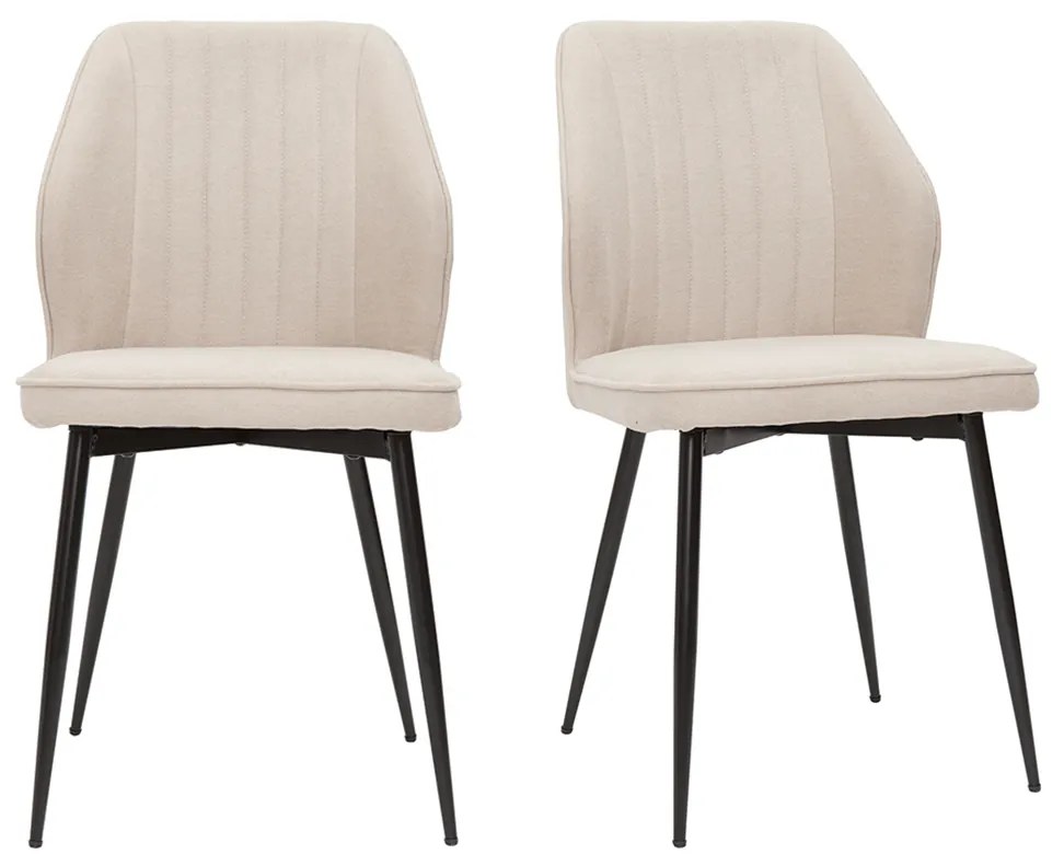 Sedie design in tessuto effetto velluto beige e base metallo nero (set di 2) FANETTE