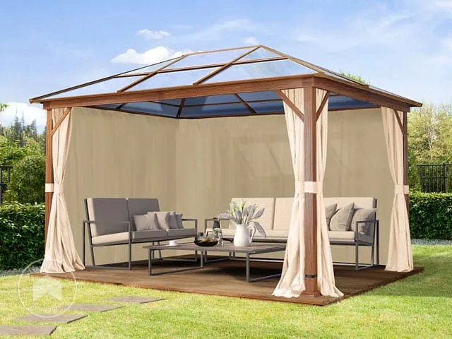 TOOLPORT Gazebo da giardino Hardtop Forest Deluxe crema, 3x4 m, look rovere - (301346)