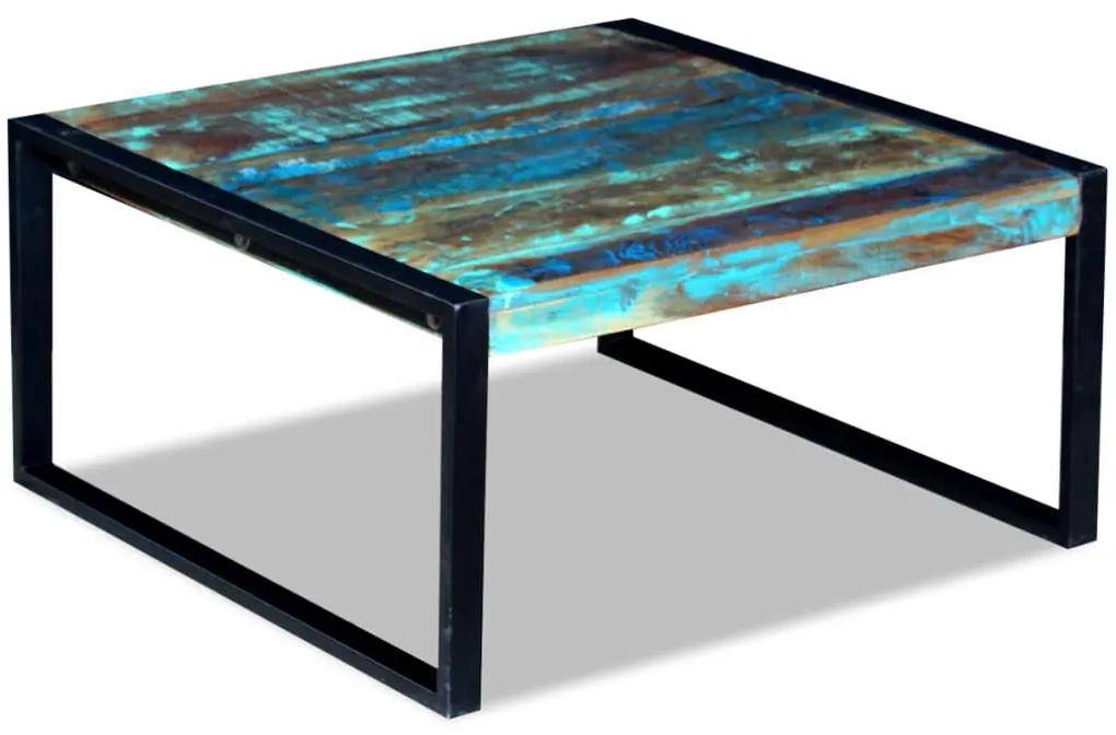 Tavolino da caffè in legno massello anticato 80x80x40 cm