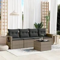 Set Divano da Giardino 5 pz con Cuscini Grigio in Polyrattan 3252227