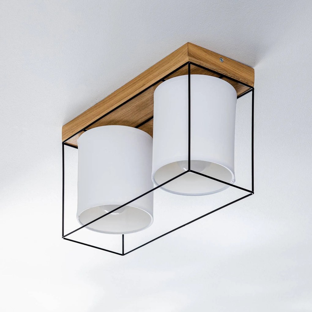 BRITOP Plafoniere Trapper, nero/bianco/rovere, a 2 luci