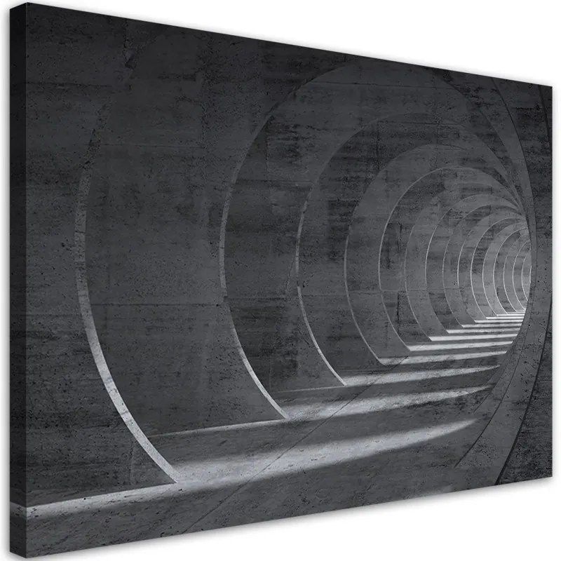 Quadro su tela, Tunnel 3D grigio  Dimensioni 90x60