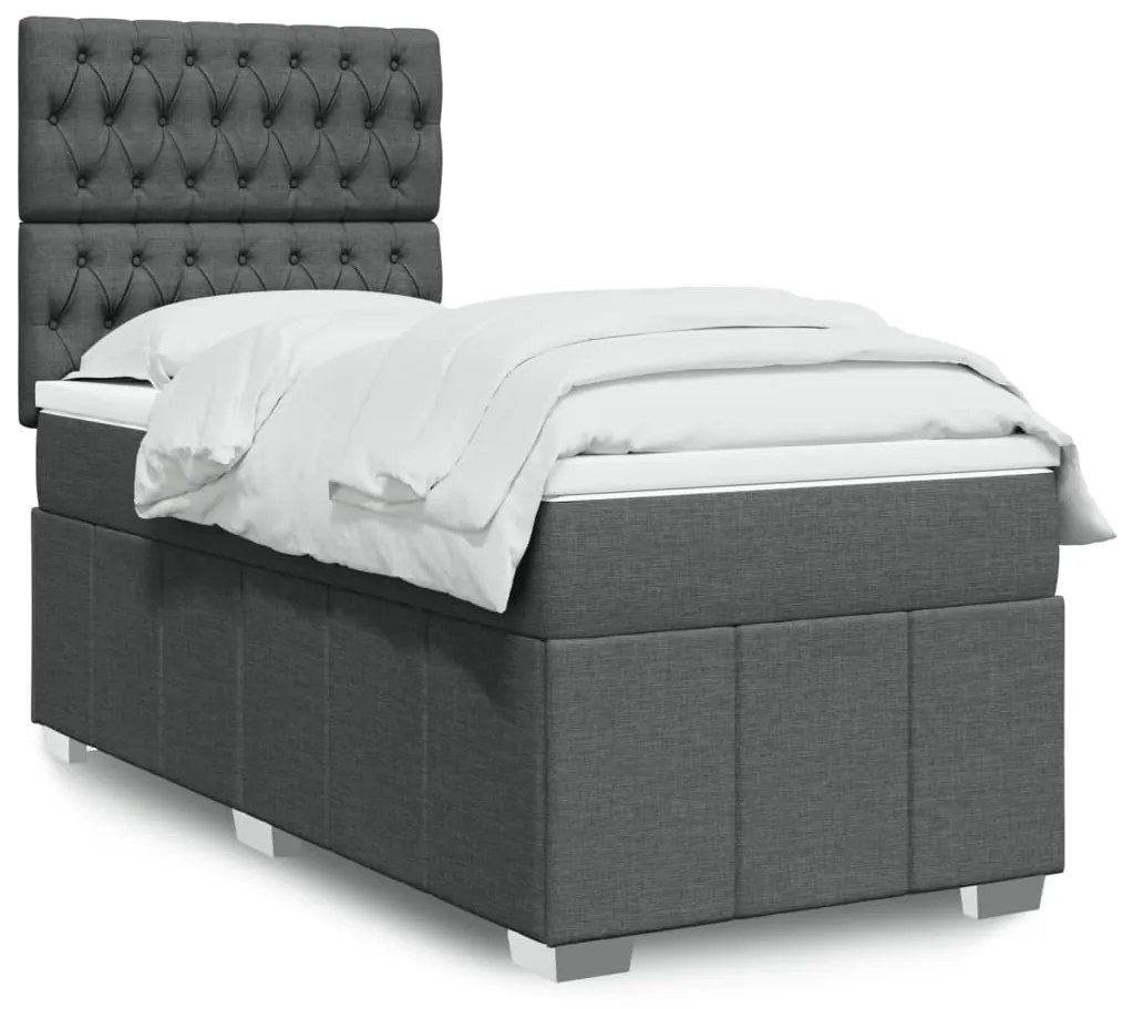 Giroletto A Molle Con Materasso Grigio Scuro 80x200 Cm Tessuto /