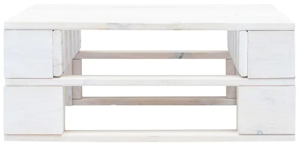 Ottomana da giardino pallet in legno di pino impregnato bianco