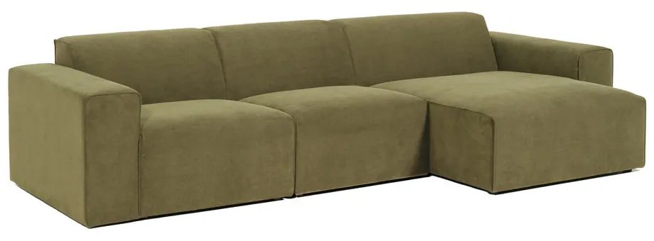 Divano angolare in velluto a coste verde (angolo destro) Sting - Scandic