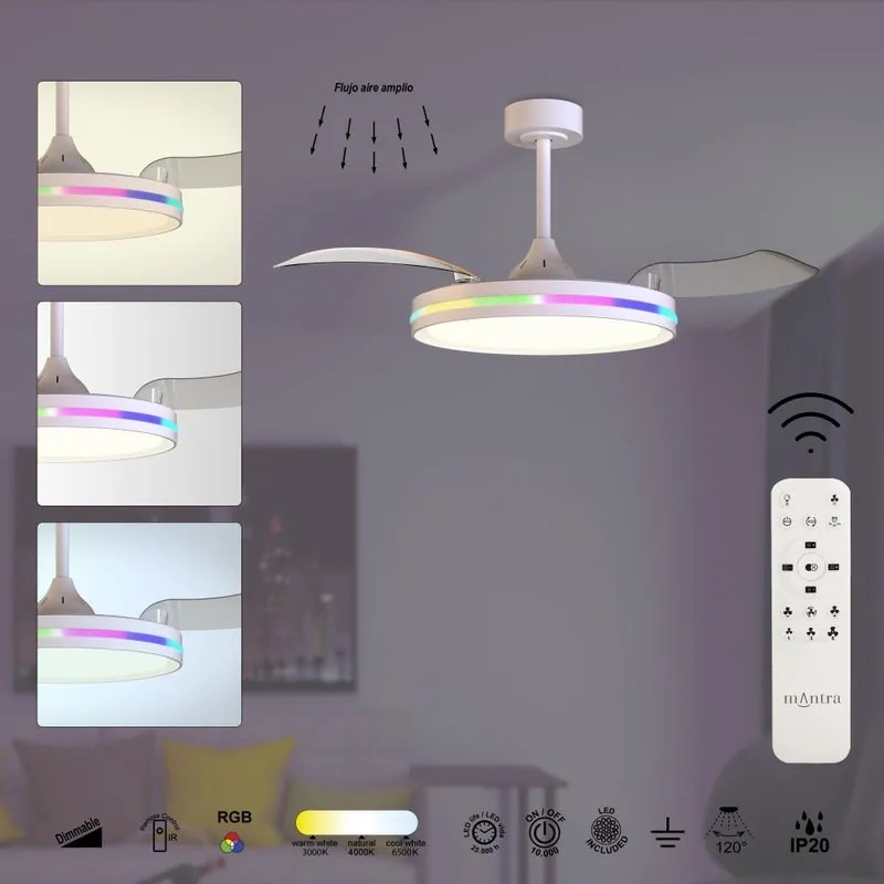 Ventilatore da soffitto Rafaga bianco , D. 50 cm MANTRA
