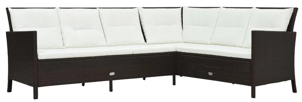 Set divani da giardino 3 pz con cuscini in polyrattan marrone