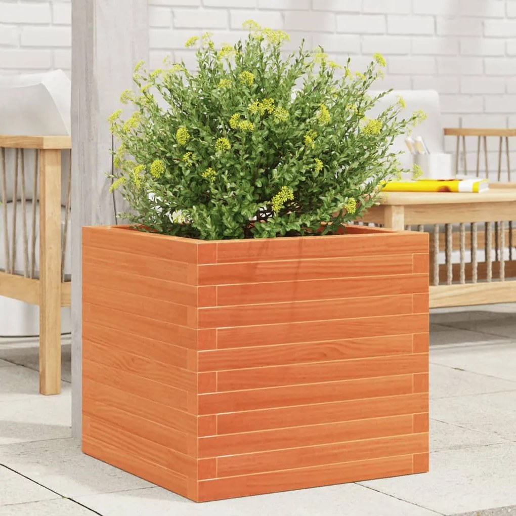 Fioriera Giardino Marrone Cera 50x50x46 Cm Legno Massello Pino /