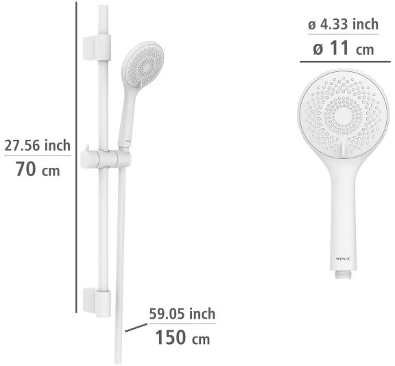 WENKO 24916100 - Set doccia WATERSAVING SYSTEM 70 cm bianco