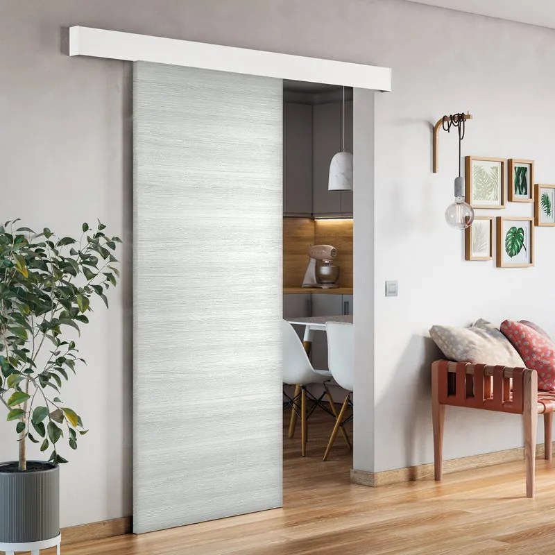 Porta scorrevole Rail in mdf bianco, L 93 x H 212 cm, con binario Atelier bianco Reversibile