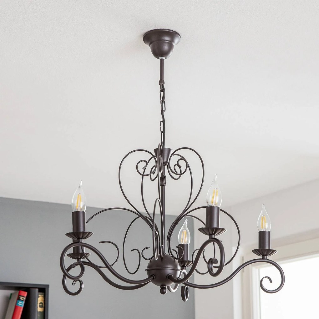 Lampadario a soffitto Mauro Luminex, dimmerabile, Nero, Soggiorno / Sala da pranzo, Metallo, Campagna / Rustiche, Lampadario