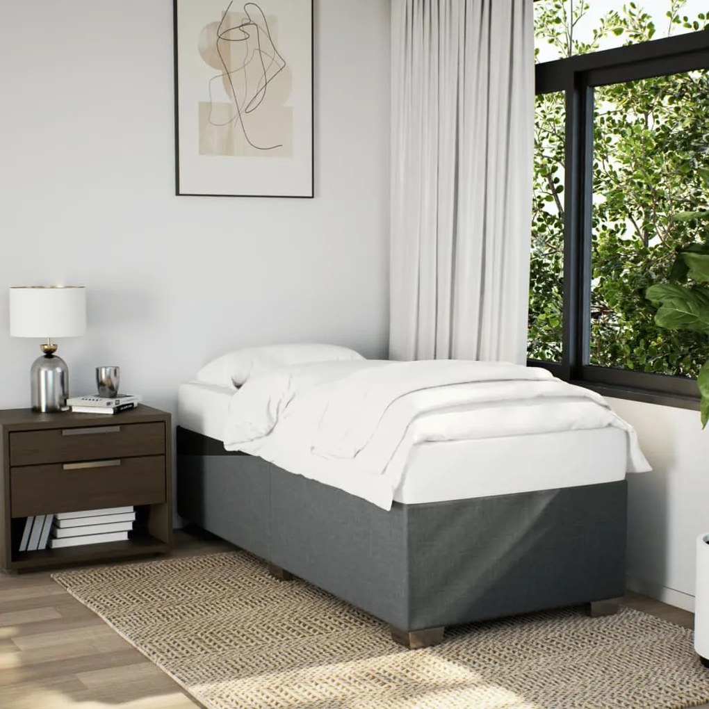 Giroletto A Molle Con Materasso Grigio Scuro 90x190 Cm Tessuto /