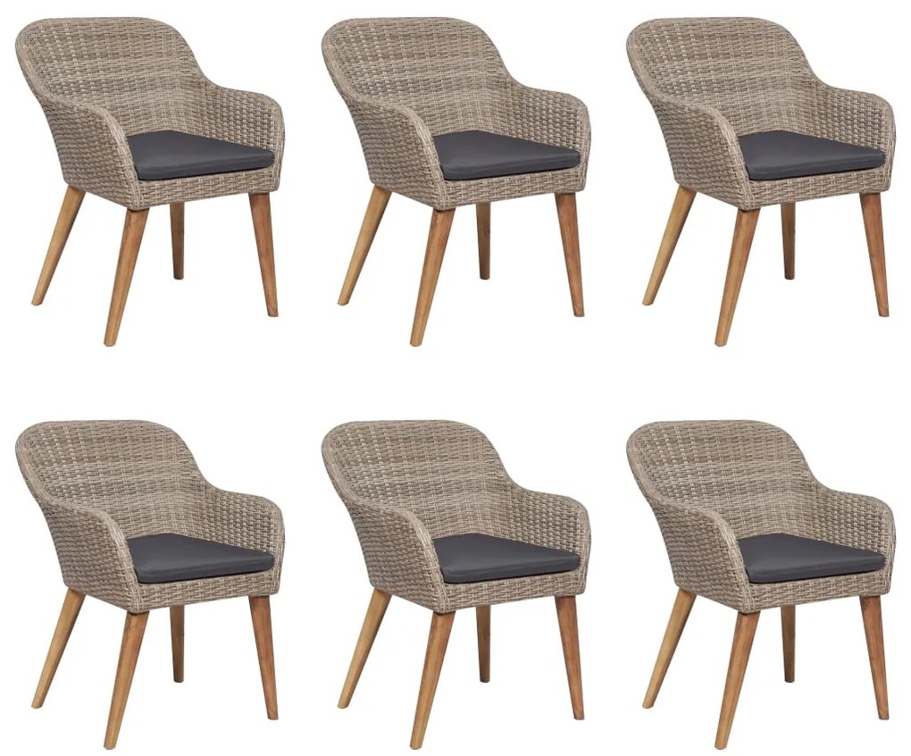 Set mobili da pranzo per giardino 7 pz marrone