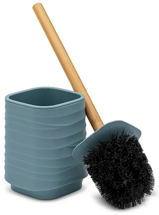 Scopino WC da appoggio turchese cobalto in abs e bambù Wave