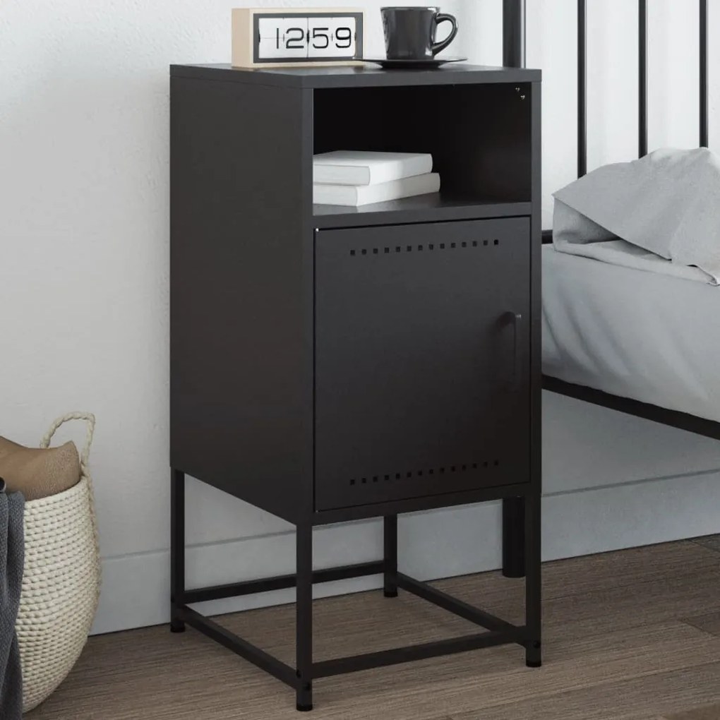 Comodino Nero 36x39x78 Cm İn Acciaio /