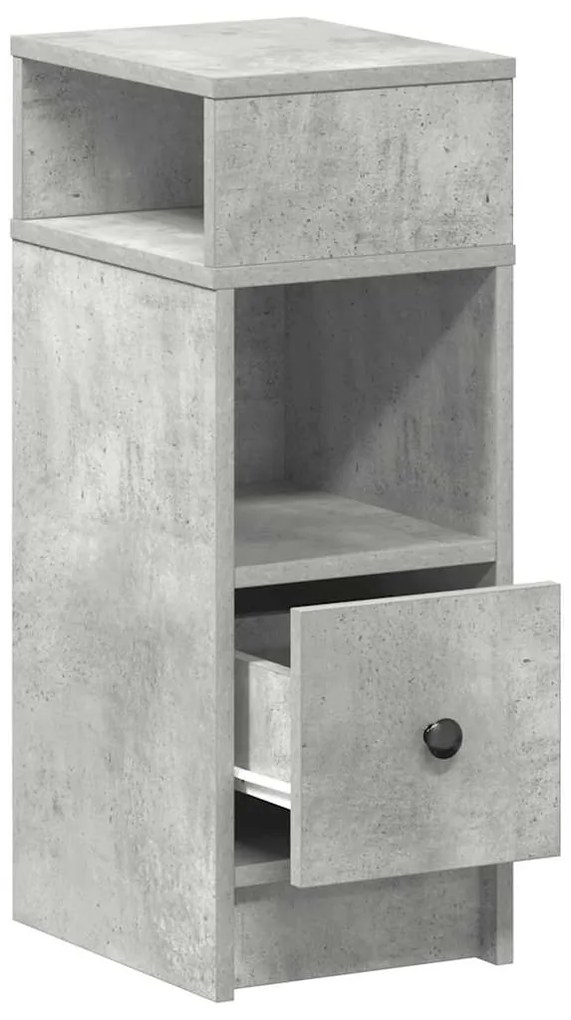 Comodini 2 pz con cassetto grigio cemento 25x31x66 cm