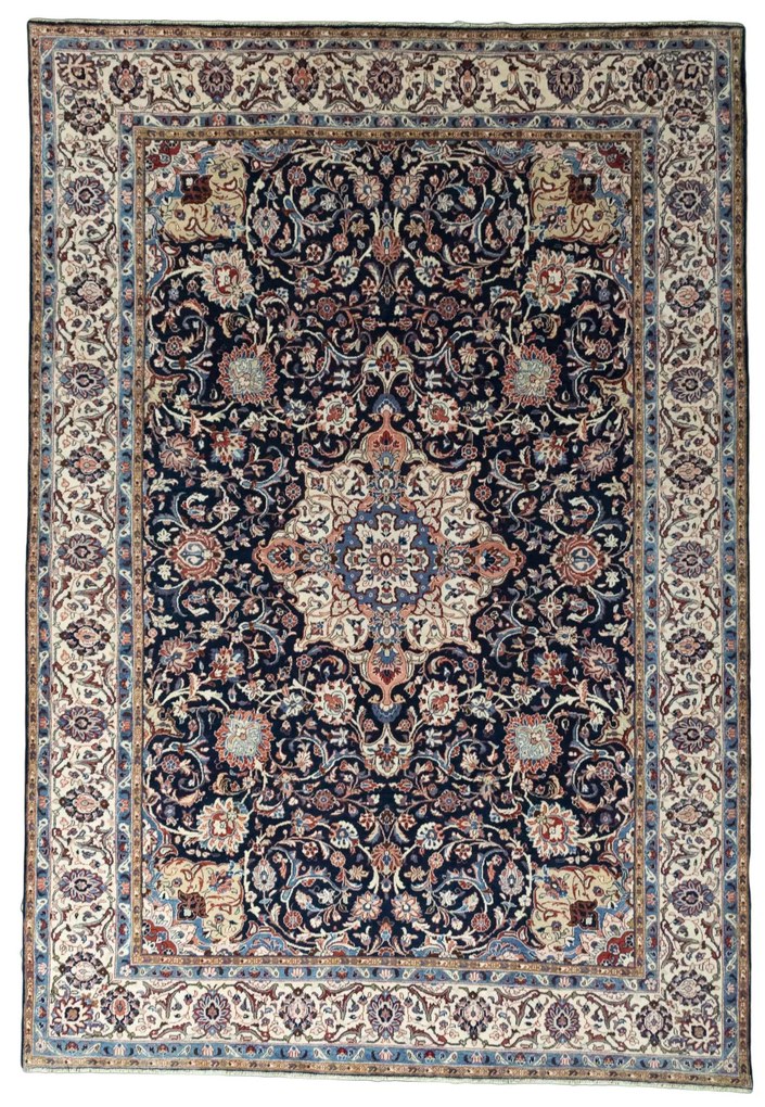 Sarouk Tappeto 350x240 Blu (Iran) Annodato A Mano