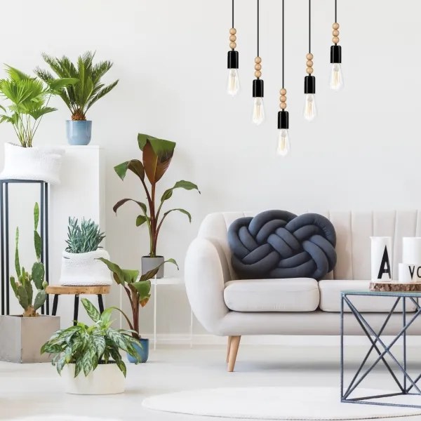 Lampadario a cavo SIMON 5xE27/60W/230V nero