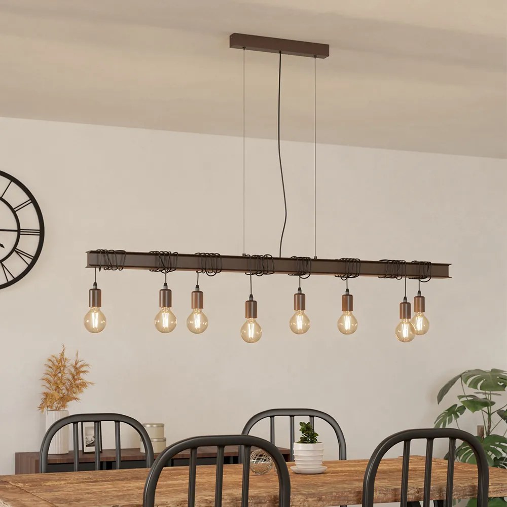 Lampadario Industrial Townshend 4 8 Luci Acciaio Marrone E Ner Invecchiato