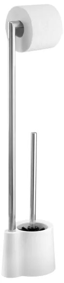WENKO 22989100 - Scopino per WC AVOLA 13 x 70 cm acciaio inox/bianco/argento