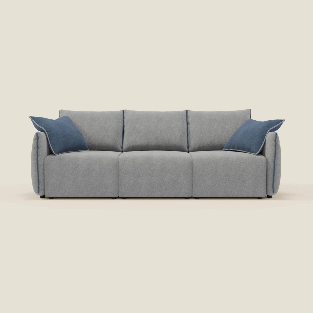 Flexar divano con 3 sedute allungabili schienale in piuma d'oca in bouclé impermeabile T07 grigio - blu