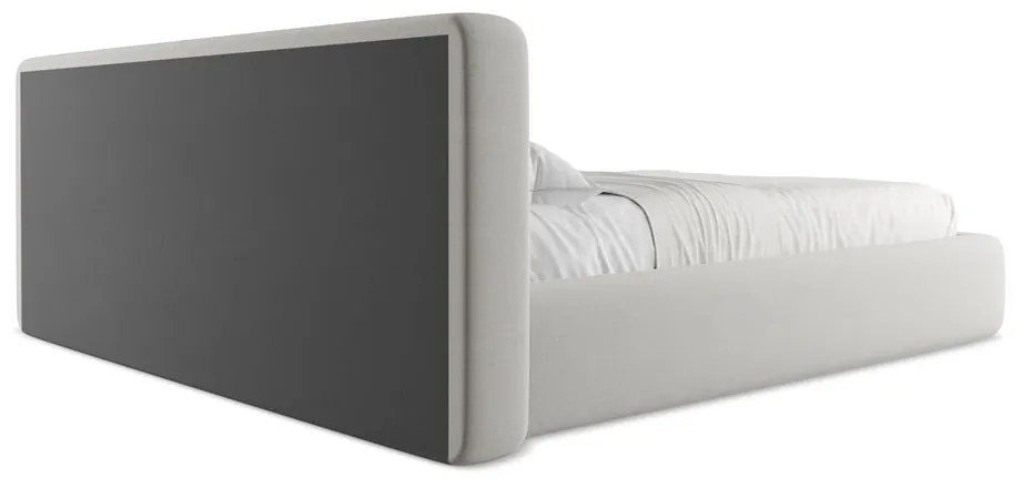 Letto matrimoniale imbottito grigio chiaro con contenitore con griglia 180x200 cm Kiana - Makamii