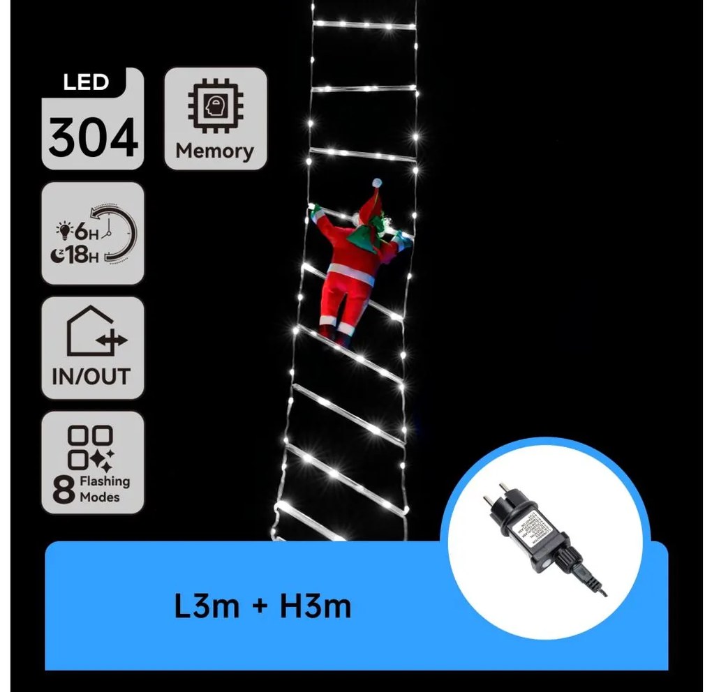 Aigostar - decorazione natalizia LED da esterno 304xLED/3,6W/230V/8 funzioni 3m IP44 bianco freddo