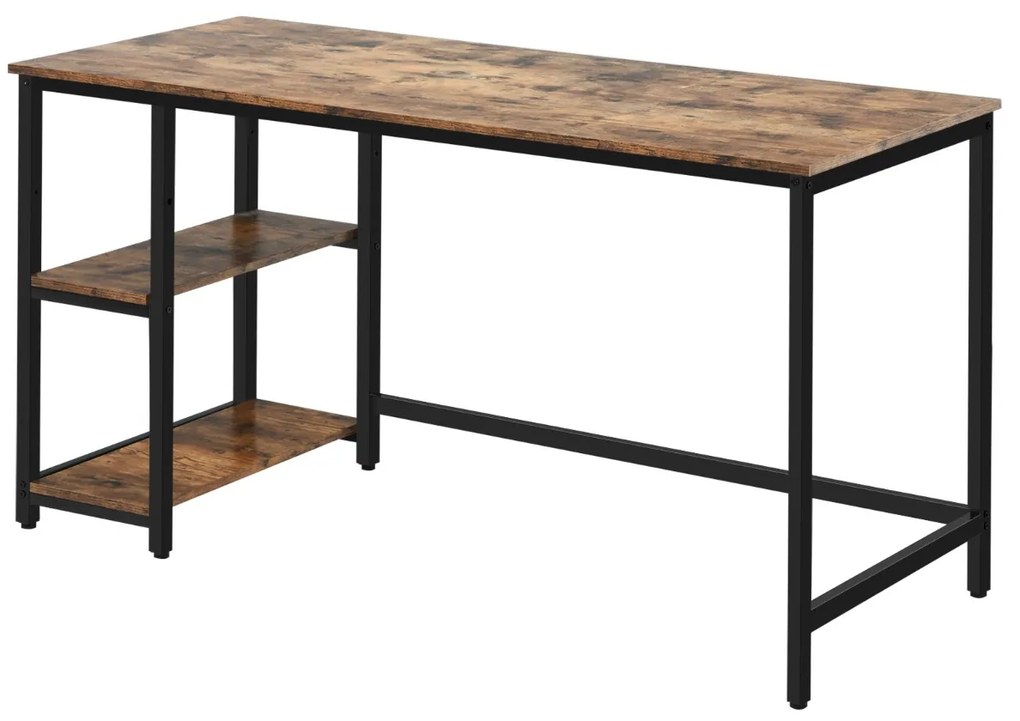 Costway Scrivania per computer con 2 mensole per casa e ufficio, Tavolo industriale 141x61cm