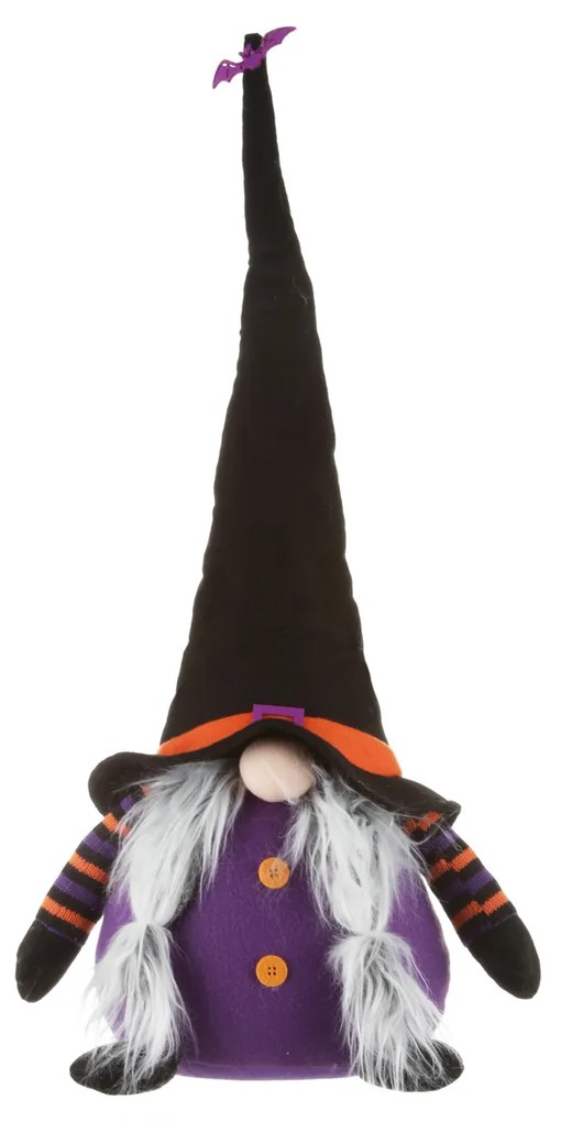 Gnomo donna Halloween fermaporta 75 cm viola