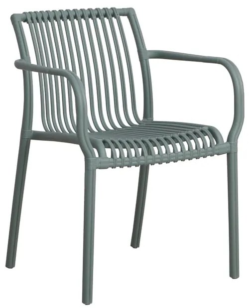 Set di 6 sedie da giardino con braccioli Athena NEW GARDEN, seduta verde salvia