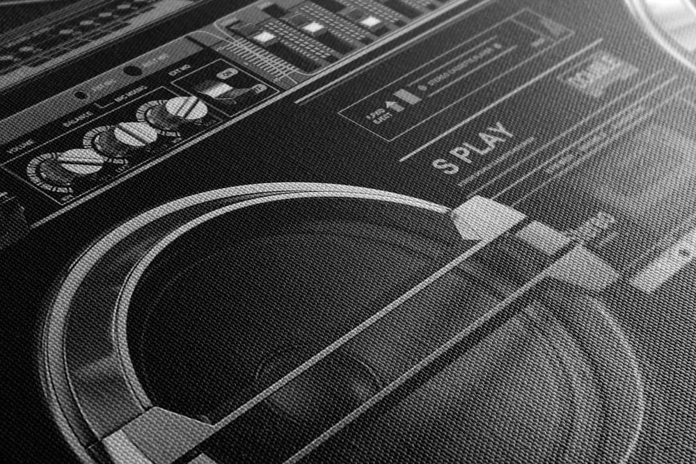 Stampa su tela – Radio disco anni '90 in bianco e nero