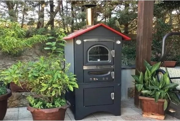 Forno A Legna Da Esterno 40x50 Cm Cottura Indiretta Smile Nero Clementi