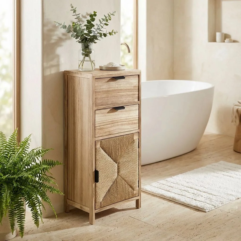 AZEL - mobiletto in legno con 2 cassetti e 1 anta