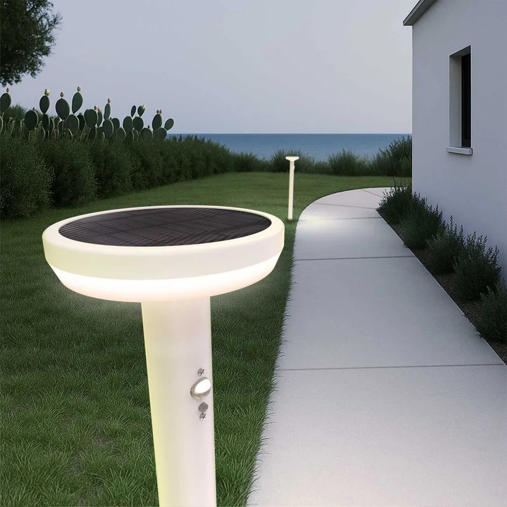 Paletto da giardino Solare Bianco 80cm con Sensore Mov. e Picchetto Colore  Bianco Naturale 4.000K