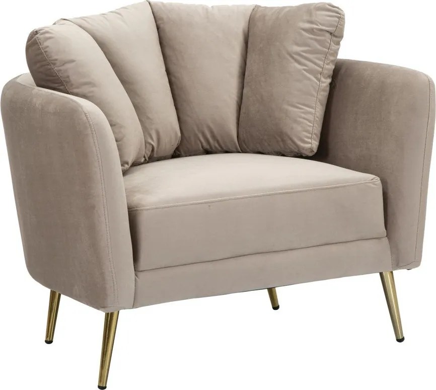 Poltrona grigio tortora con poggioli/con gambe con rivestimento in velluto Kiev – Mauro Ferretti