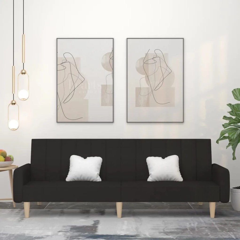 Divano Letto A 2 Posti Nero İn Tessuto /