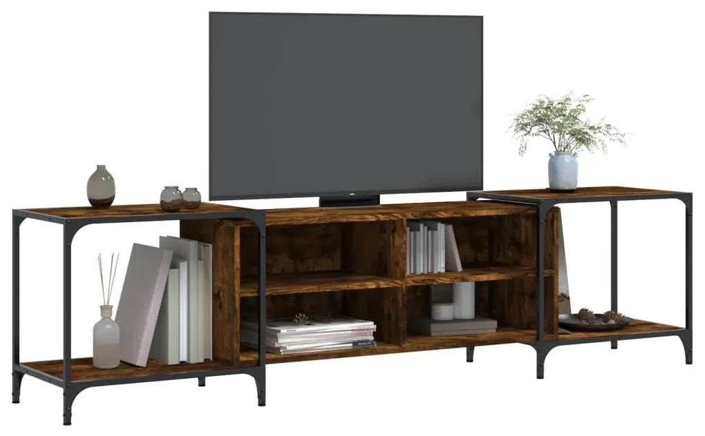 Mobile porta tv rovere fumo 203x37x50 cm in legno multistrato
