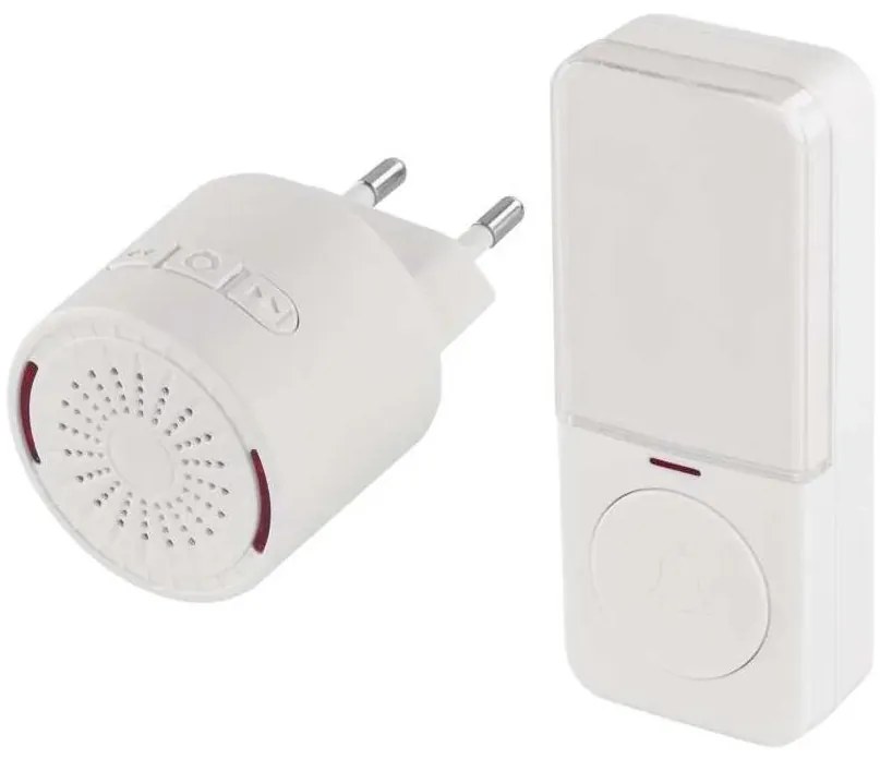 Campanello wireless da inserire nella presa 230 V con 1 batteria CR2032, bianco