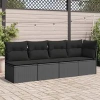 Divano da Giardino con Cuscini a 4 Posti Nero in Polyrattancod mxl 111712